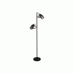 FREELIGHT LAMPE SUR PIED FUMOSO, À 2 LAMPES, HAUTEUR 143 CM, NOIR/GRIS FUMÉE