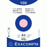 LOT DE 10 - PAQUET 100 FICHES SOUS FILM - BRISTOL UNI NON PERFORÉ 210X297MM - ROSE