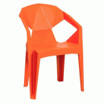 LOT DE 4 - CHAISE SASKIA - POLYPROPYLÈNE ORANGE - USAGE INTÉRIEUR ET EXTÉRIEUR
