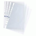 BOITE DE 100 POCHETTES TRANSPARENTES PERFORÉES GRAINÉES EN POLYPROPYLÈNE 5/100E - MAXIBURO