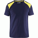 T-SHIRT MARINE/JAUNE FLUORESCENT TAILLE XL - 337910428833XL - BLAKLADER