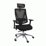 FAUTEUIL DE BUREAU ERGONOMIQUE FUTURA 4S PLUS TISSU ET MAILLE, AVEC ACCOUDOIRS 4D ET APPUI-TÊTE, MÉCANISME SYNCHRONE, PIEDS NOIRS - NOIR