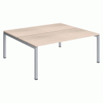 PÔLE 2 BUREAUX DROITS ARKO L 180 X P 168 CM PLATEAUX CHÊNE CLAIR PIÈTEMENT MÉTAL ALUMINIUM