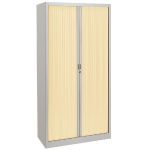 ARMOIRE CLASSTOUT CLASSIQUE MÉTAL GRIS - L. 90 X H. 198 CM - AVEC RIDEAUX BEIGE