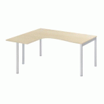 BUREAU COMPACT SQUADRA L 160 M RETOUR À GAUCHE PLATEAU CHÊNE CLAIR PIÉTEMENT ALUMINIUM