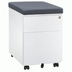 CAISSON MOBILE MÉTAL 2 TIROIRS BLANC AVEC COUSSIN GRIS