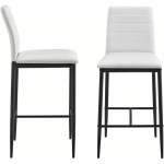 LOT DE 2 TABOURETS CHAISES DE BAR AVEC PIEDS EN ACIER ET HAUTEUR 66 CM BLANC NOIR - BLANC