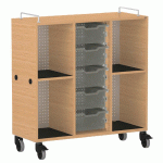 MEUBLE BAS SHIFT+ LANDSCAPE MÉLA POUR CARTABLES 4 CASES - HÊTRE - GRIS TERRE - MANUTAN COLLECTIVITÉS