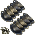 PETITES ECREVISSES - 10X POIGNÉES MEUBLES RETRO 82MM FORME DE COQUILLE BOUTONS POUR PORTE TIROIR AVEC VIS BRONZE