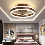 REVERSIBLE PLAFONNIER VENTILATEUR SILENCIEUX TELECOMMANDE 6 VITESSES CHAMBRE VENTILATEUR DE PLAFOND AVEC LUMIERE MODERNE SALON Φ40CM 24W DIMMABLE LED
