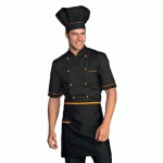 VESTE CHEF CUISINIER ALICANTE NOIR ABRICOT