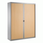 ARMOIRE HAUTE À RIDEAUX DÉMONTABLES DÉCOR BOIS LARGEURS SPÉCIFIQUES 200 X 160 CM ALUMINIUM-HÊTRE