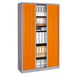 ARMOIRE MÉTAL CLASSTOUT COLOR - A RIDEAUX - L. 120 X H. 198 CM - CORPS ALUMINIUM  - RIDEAUX ORANGE