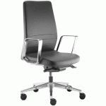 FAUTEUIL EDEN PIED ET ACCOUDOIR ALU CUIR NOIR - SOKOA