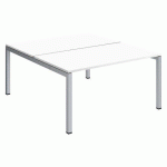 PÔLE 2 BUREAUX DROITS ARKO L 140 X P 168 CM PLATEAUX BLANC PIÈTEMENT MÉTAL ARCHE ALUMINIUM