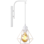 APPLIQUE MURALE FER FORGÉ APPLIQUE MODERNE FORME CAGE DE DIAMANT CHAMBRE SALON COULOIR LAMPE MURALE - BLANC