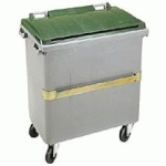 CONTENEUR À DÉCHETS 660 LITRES EXTÉRIEUR 4 ROUES GRIS-JAUNE