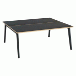 PÔLE DE 2 BUREAUX EDEN ARCHE CARBONE + GOULOTTE L 180 CM PIÈTEMENT CARBONE