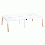 PÔLE DE 4 BUREAUX ECLA BLANC L 140 X P 80 CM PIEDS MÉTAL FINITION BOIS