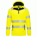 PORTWEST DX482 DX4 HI-VIS 1/4 ZIP HOODIE JAUNE/NOIR - TAILLE 5XL
