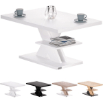 CASARIA - TABLE BASSE 90X60X45CM TABLE DE SALON 50KG TABLE BASSE MODERNE DESIGN RANGEMENT INTÉRIEUR BLANC