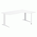 BUREAU COMPACT EXCELLENS L 180 CM BLANC RETOUR À DROITE PIÉTEMENT MÉTAL PLUS FIXE BLANC