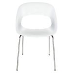 CHAISE VISITEUR TWEET - POLYCARBONATE - BLANC - PIEDS MÉTAL CHROMÉ (PRIX À L'UNITÉ)