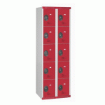 VESTIAIRE 2 COLONNES 5 CASES MONOBLOC ROUGE