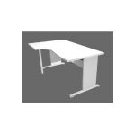 BUREAU COMPACT PRONTO TENDANCE- RETOUR À GAUCHE L.160 X P.100 CM - PLATEAU BLANC - PIEDS L ALUMINIUM