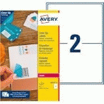 ETIQUETTES OPAQUES DE MASQUAGE LASER 199,6 X 143,5 MM AVERY BLANCHE - BOÎTE DE 50
