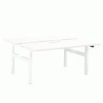 PÔLE DE 2 BUREAUX RÉGLABLES ERGOMAXX BLANC L 160 CM PIÈTEMENT BLANC