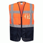 LOT DE 3 - PORTWEST C476 GILET EXECUTIVE WARSAW ORANGE/MARINE - TAILLE XL