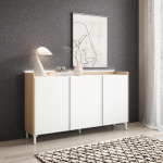 SKRAUT HOME - BUFFET EFFET BOIS BLANC ET CHÊNE 156X35X91CM AVEC PIEDS