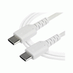 STARTECH.COM 2M USB C CHARGING CABLE, DURABLE FAST CHARGE & SYNC USB 2.0 TYPE C TO USB C LAPTOP CHARGER CORD, TPE JACKET ARAMID FIBER M/M 60W WHITE, SAMSUNG S10, S20 IPAD PRO MS SURFACE - HEAVY DUTY AND RUGGED (RUSB2CC2MW) - CÂBLE USB DE TYPE-C - USB-C P
