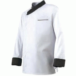 VESTE DE CUISINE EXALT'S MANCHES LONGUES BLANC COL POINTILLÉ NOIR S