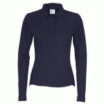 COTTOVER POLO PIQUE MANCHES LONGUES FEMME - CERTIFIÉ GOTS MARINE - TAILLE M