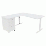 PACK BUREAU+CAISS IDEA ASYM. RET. À GAUCHE 160 CM BLANC/BLANC - QUADRIFOGLIO