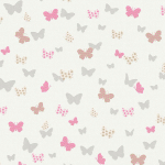 PAPIER PEINT PAPILLON CHAMBRE DE BÉBÉ | PAPIER PEINT CHAMBRE FILLE GRIS & ROSE | TAPISSERIE CHAMBRE ENFANT MOTIF PAPILLON - 10,05 X 0,53 M