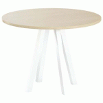 TABLE RÉUNION EVAN Ø 100 CM PIED BLANC PLATEAU CHÊNE CLAIR - MBA