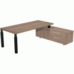 BUREAU CONSOLE ET PIED MÉTAL CARRÉ ROYAL 195CM - NOYER NOIR - ARTARREDI