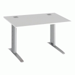 BUREAU DROIT EXCELLENS L 120 CM BLANC RÉGLABLE EN HAUTEUR PIÉTEMENT MÉTAL ALU