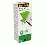 RUBAN ADHÉSIF SCOTCH MAGIC ECOLOGIQUE INVISIBLE - LARGEUR 19 MM X LONGUEUR 33 M - LOT DE 9