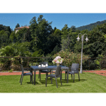 DMORA - TABLE D'EXTÉRIEUR IMOLA, TABLE RECTANGULAIRE FIXE, TABLE DE JARDIN POLYVALENTE EFFET ROTIN, 100% MADE IN ITALY, CM 138X78H72, ANTHRACITE,