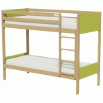 LIT SUPERPOSÉ IDENTITÉ TÊTE/PIED PANNEAU SOMMIER LATTES 90X200 CM ARGENT/VERT - MANUTAN COLLECTIVITÉS