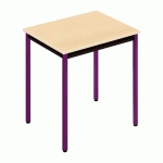 TABLE POLYVALENTE RECTANGLE - L. 70 X P. 60 CM - PLATEAU ERABLE - PIEDS PRUNE