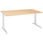 BUREAU DROIT ACTUAL - L. 140 X P. 80 CM - PLATEAU HÊTRE - PIEDS L BLANC