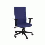 CHAISE DE BUREAU ERGONOMIQUE TEAM PLUS, TISSU, AVEC ACCOUDOIRS 1D, MÉCANISME SYNCHRONE, PIEDS NOIRS - BLEU