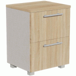 CHEVET IDENTITÉ 2 TIROIRS HAUT.60 CM ARGENT/CHÊNE - MANUTAN COLLECTIVITÉS