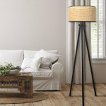 DUOLLA LAMPADAIRE ROLLER, ROTIN, TRÉPIED, BEIGE/NOIR