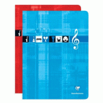 LOT DE 10 - CAHIER MUSIQUE & CHANT PIQUÉ 24X32CM 48 PAGES GRANDS CARREAUX COULEUR ALÉATOIRE - ASSORTIS